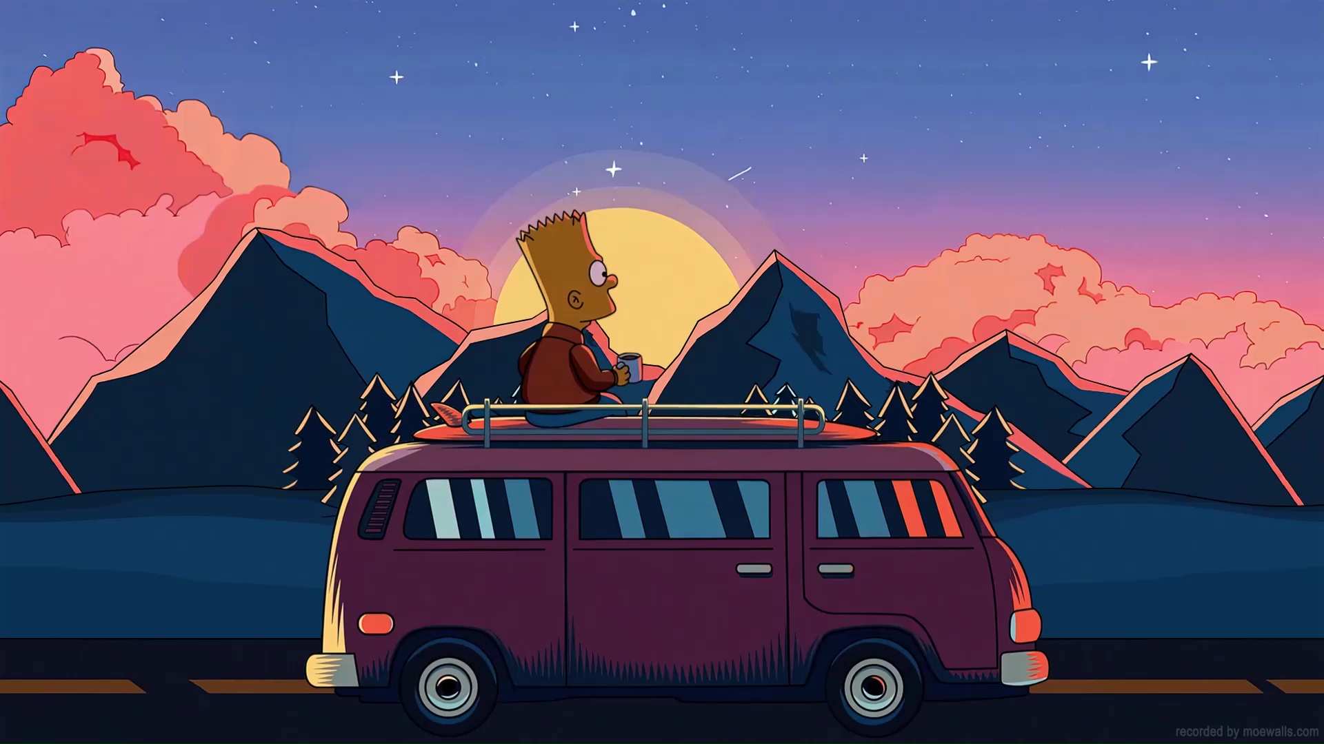 Bart Travel Van The Simpsons Live Wallpaper - MoeWalls