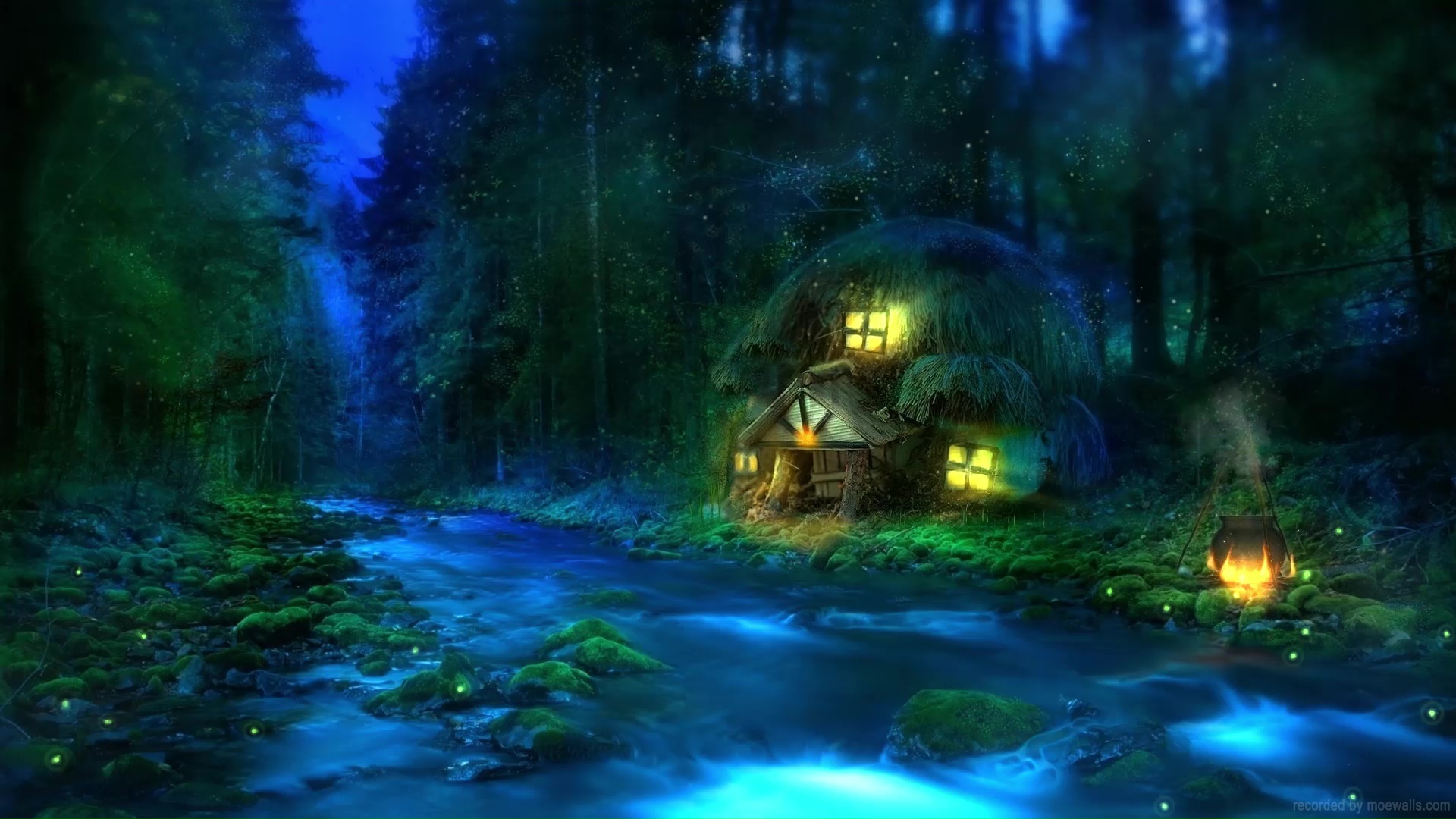 Riverside Cabin In The Forest Live Wallpaper - MoeWalls