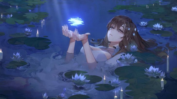 Lying under the rain || Anime girl