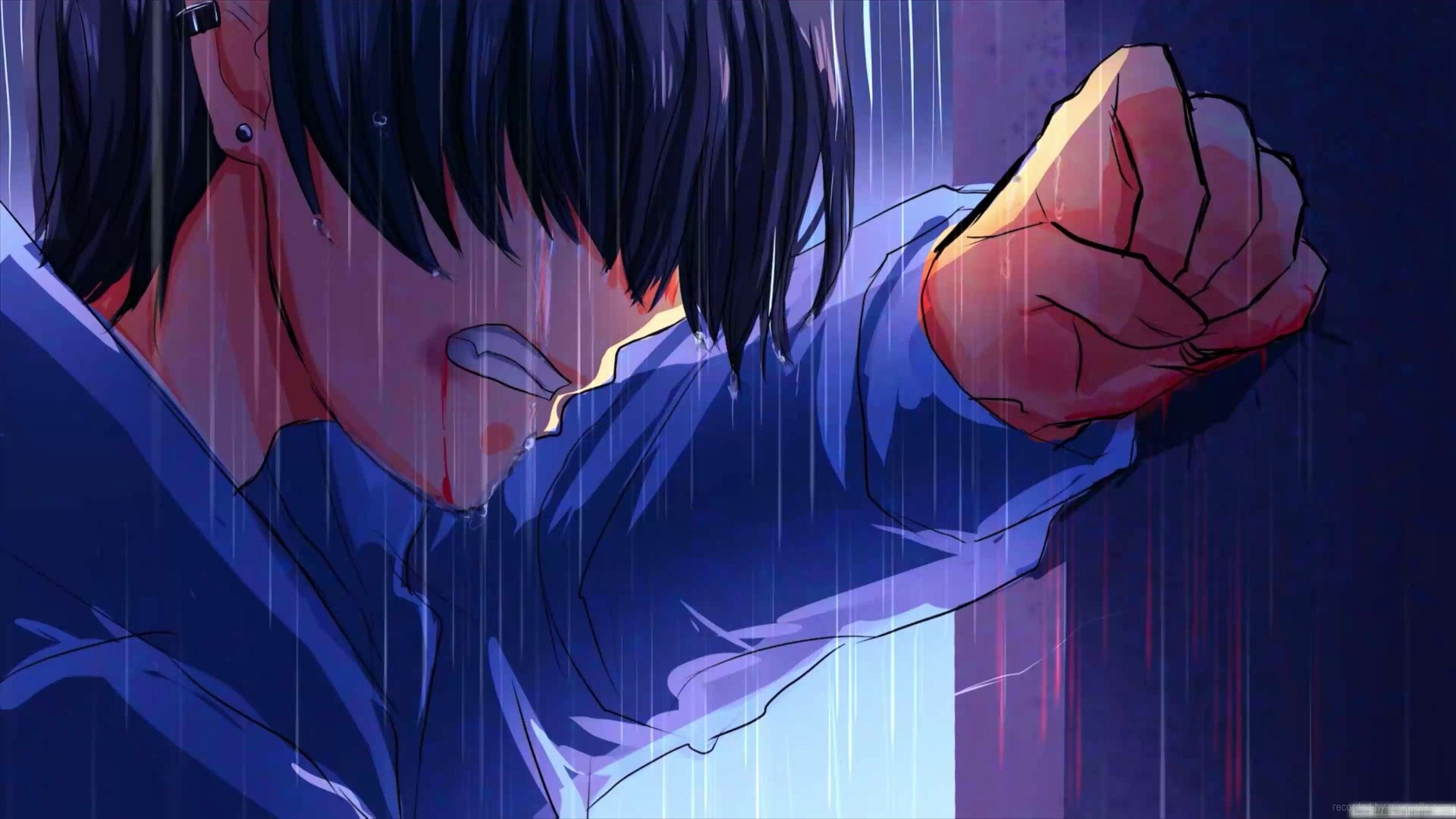 Depressed Anime Boy In The Rain Live Wallpaper - MoeWalls