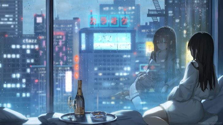 City in Window Anime Background Wallpapers - Anime Wallpapers