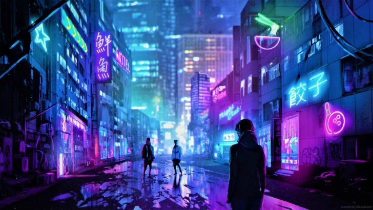 Neko Anime Girl In Cyberpunk City Live Wallpaper - MoeWalls