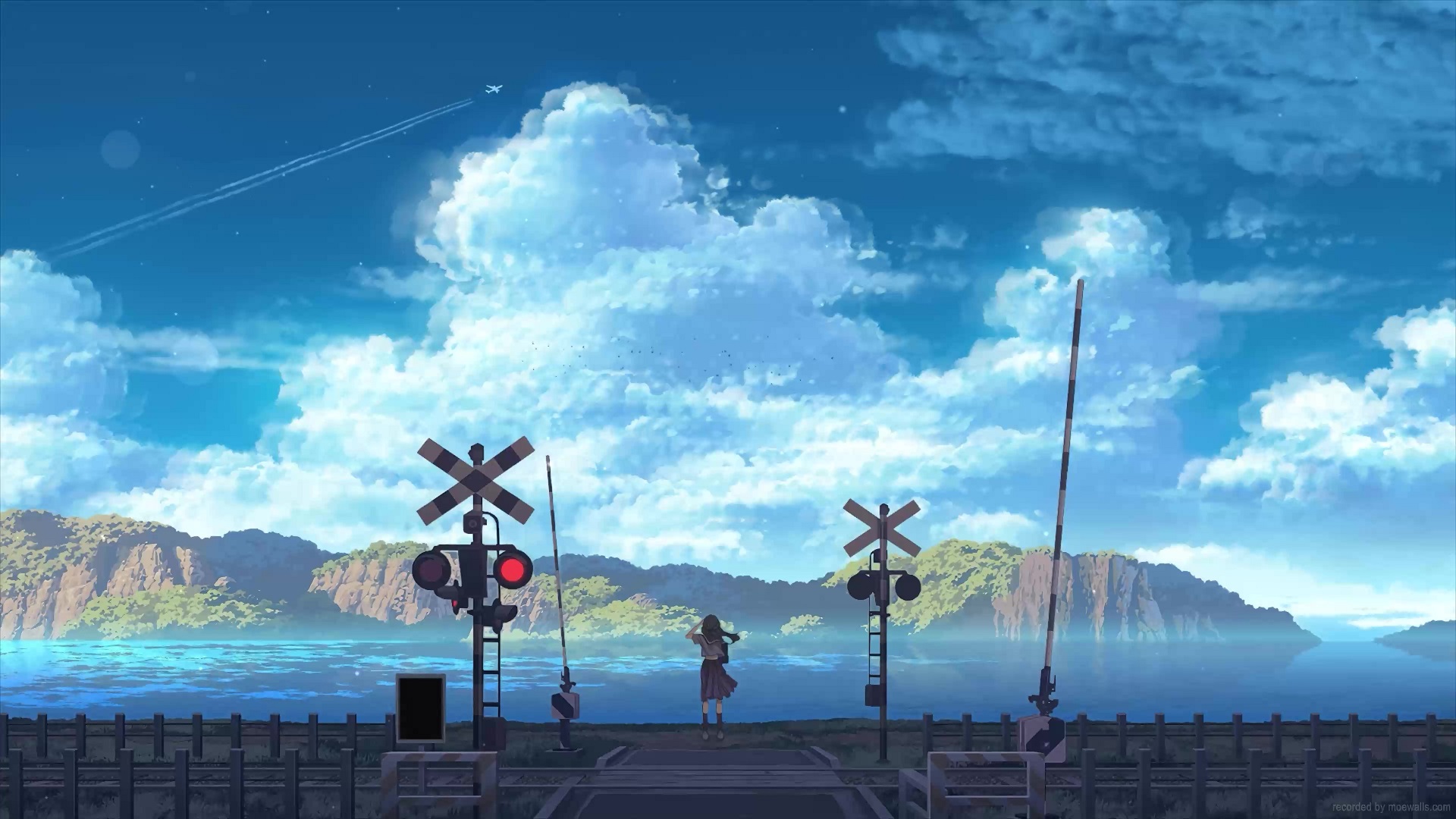 Anime School Girl Watching The Sky At The Train Station Live Wallpaper -  MoeWalls