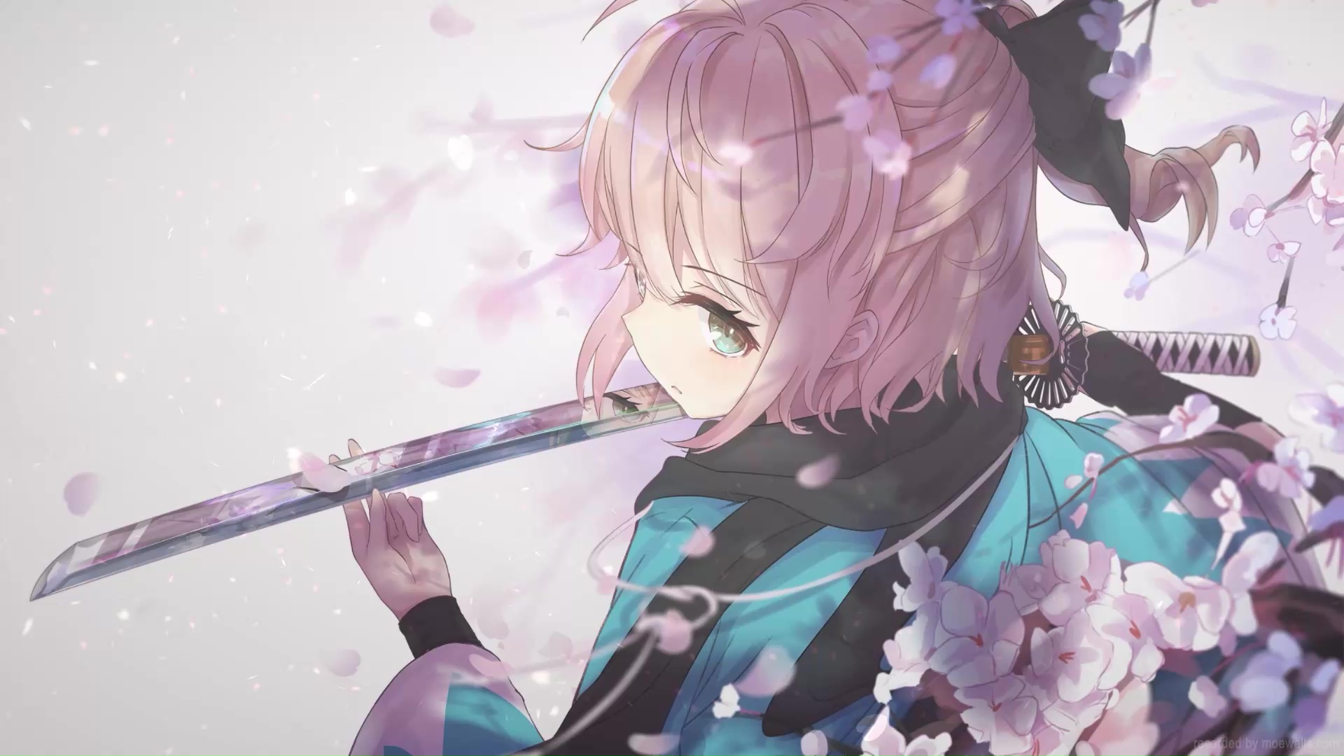 Okita Souji Samurai Sakura Fate Grand Order Live Wallpaper - MoeWalls