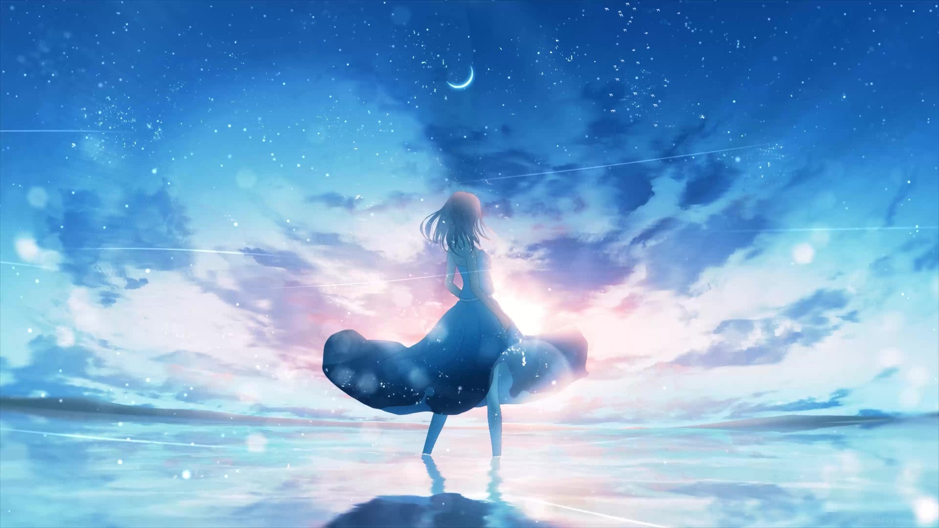Anime Girl Water Horizon Live Wallpaper - MoeWalls