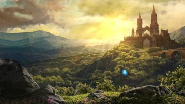 Sunset On Fantasy Castle Live Wallpaper - MoeWalls