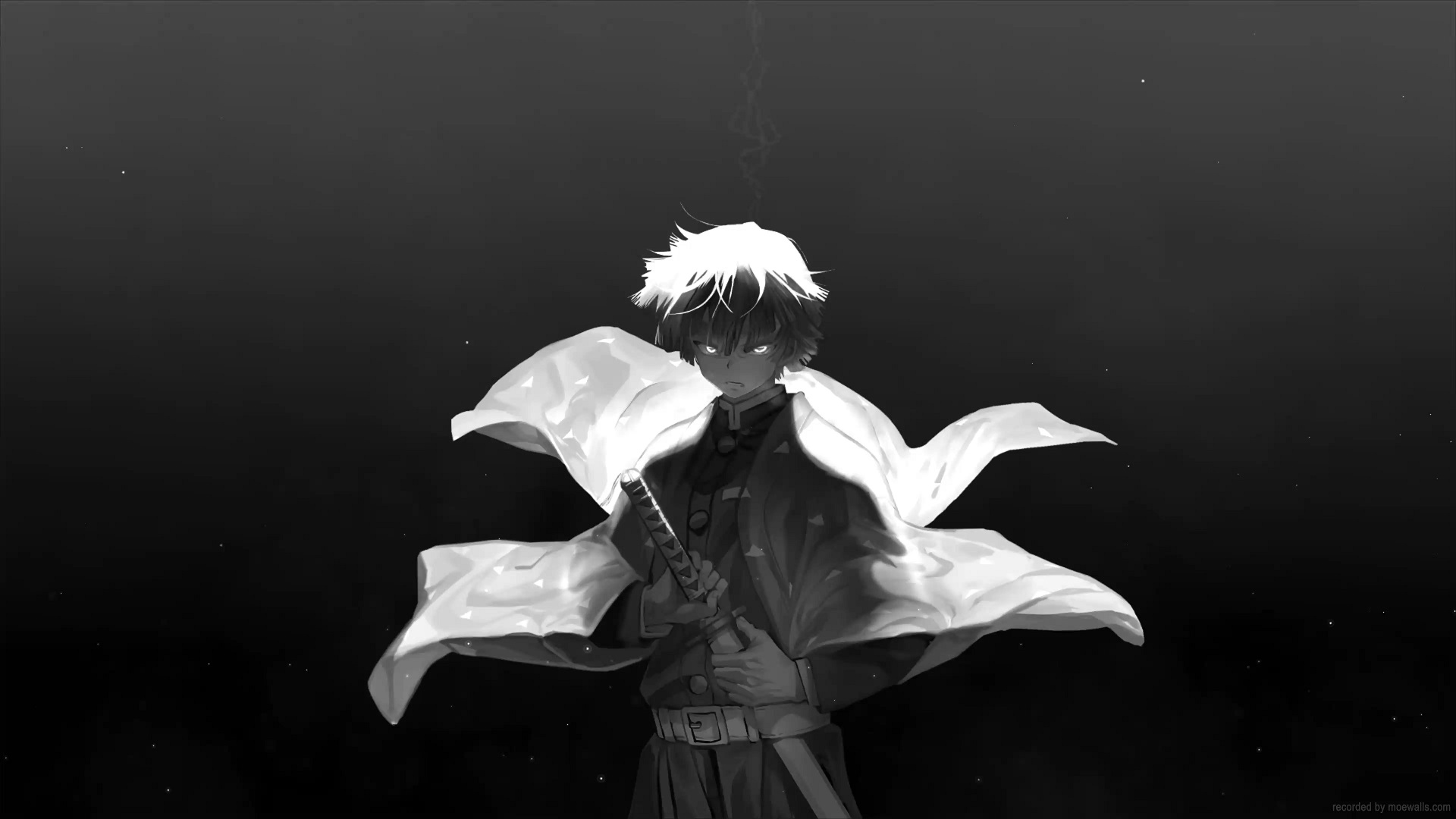 Zenitsu Thunder Breathing Monochrome Live Wallpaper - MoeWalls