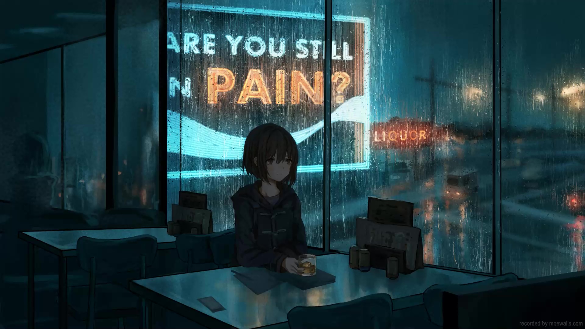 Girl In The Rainy Evening Live Wallpaper