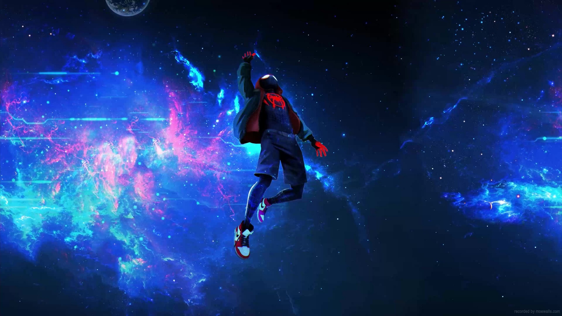 Floating Outer Space Spider-man Into The Spider-verse Live Wallpaper