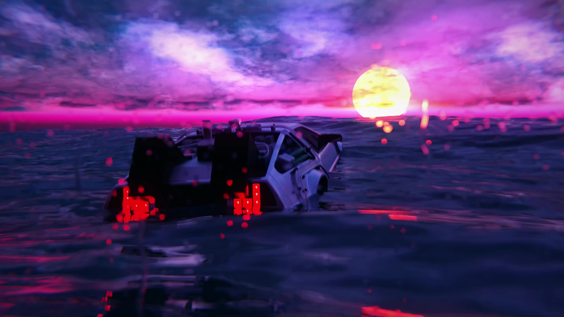 Retro DeLorean Floating Live Wallpaper MoeWalls