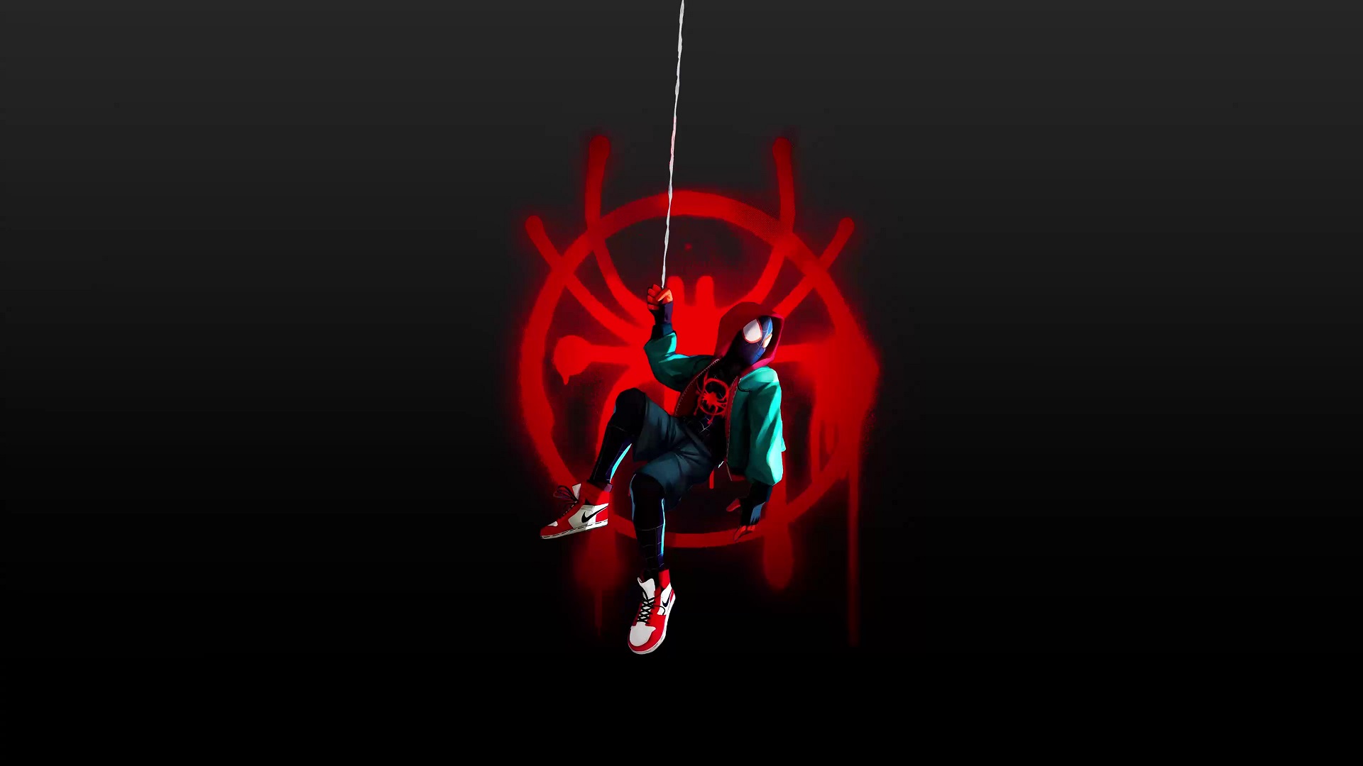Miles Morales Swinging Spider-man Into The Spider-verse Live Wallpaper ...
