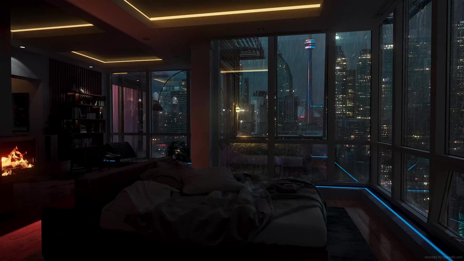 Download free Live Wallpaper Cozy Bedroom Rainy City and Wallpaper Engine f...