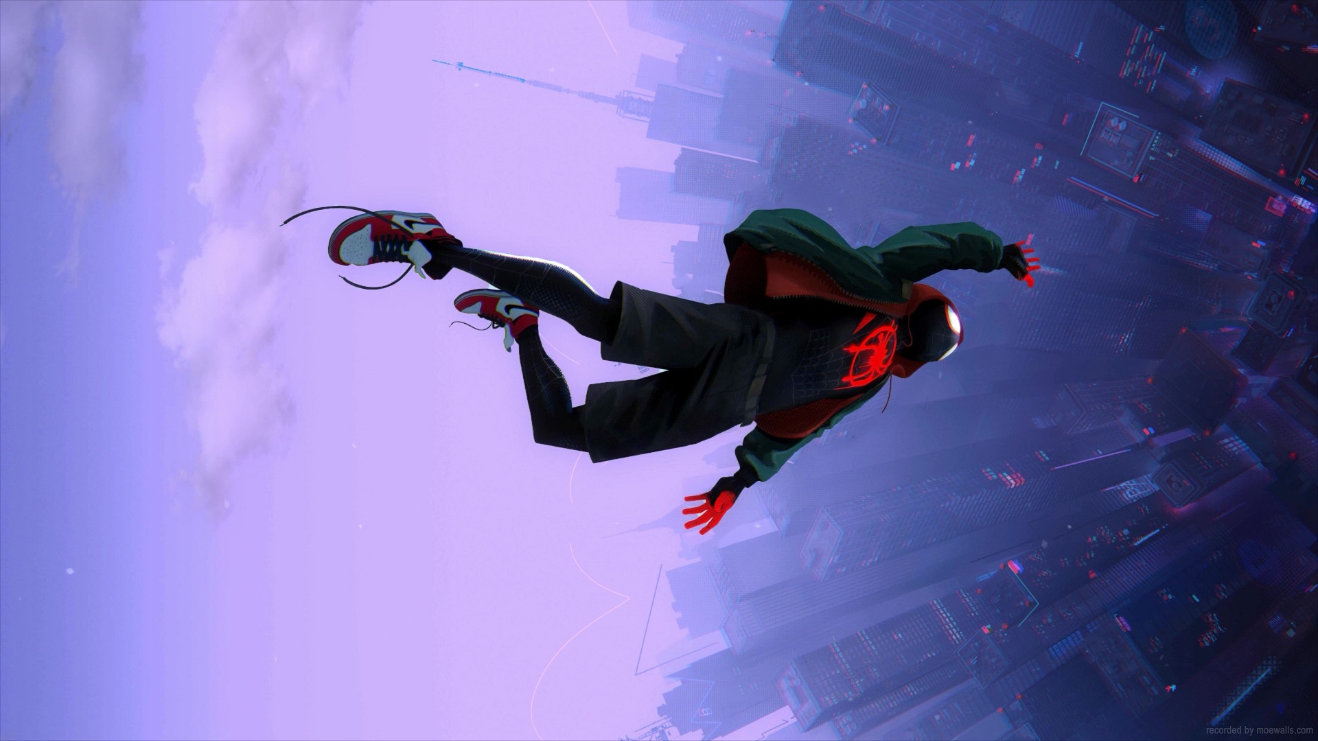 Miles Morales Falling Purple Sky Spider-Man: Across The Spider Verse ...