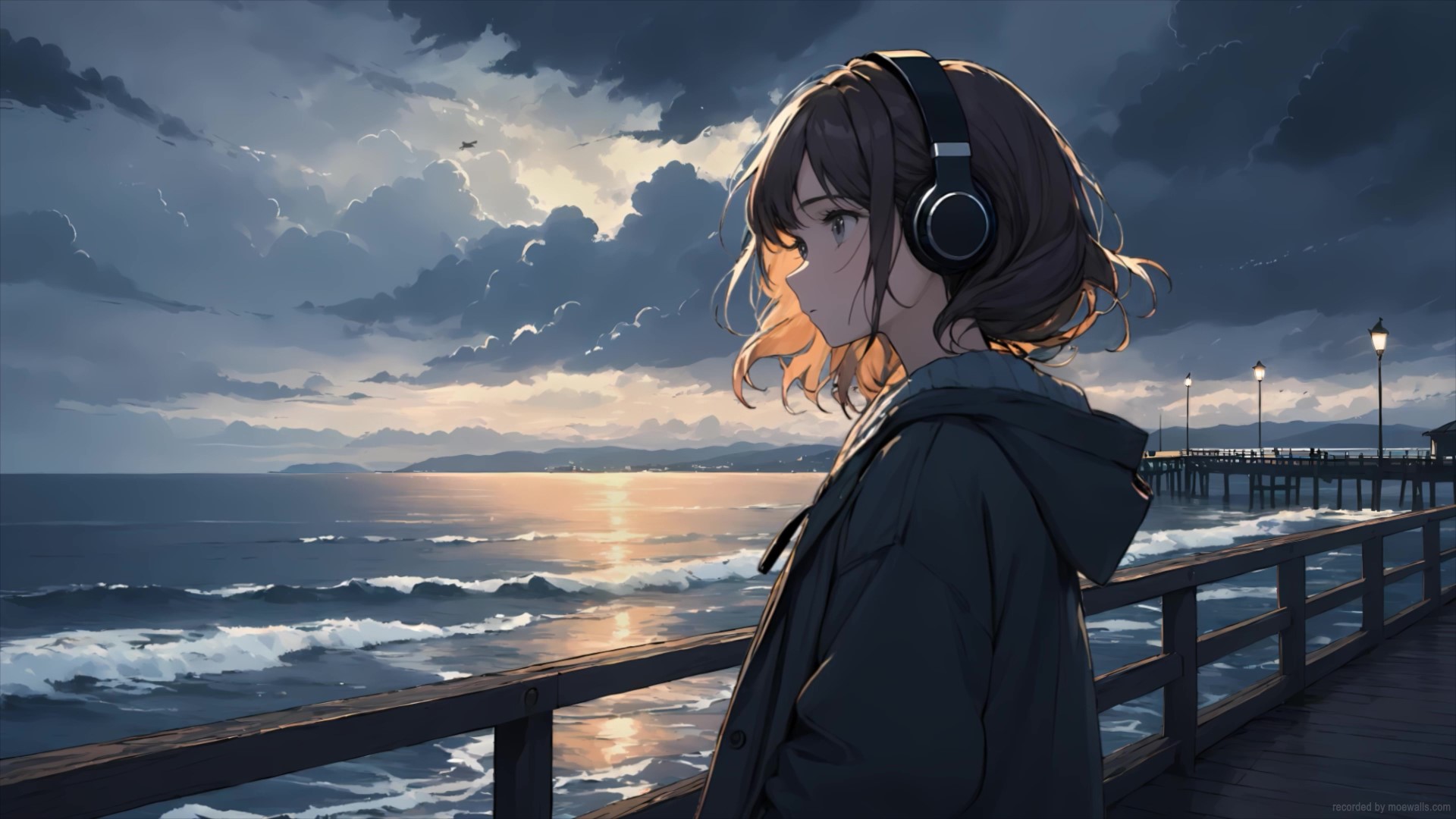 Live wallpaper Lonely anime girl, stream / download to desktop