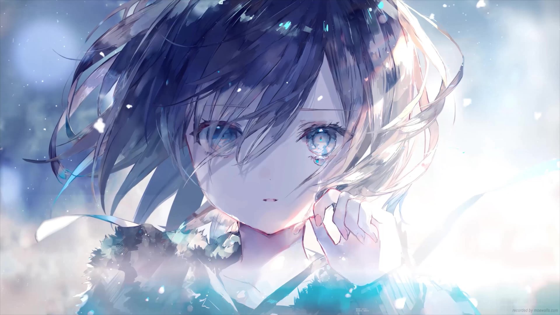 Anime - Crying Girl, art, blue, little, remix, HD wallpaper | Peakpx