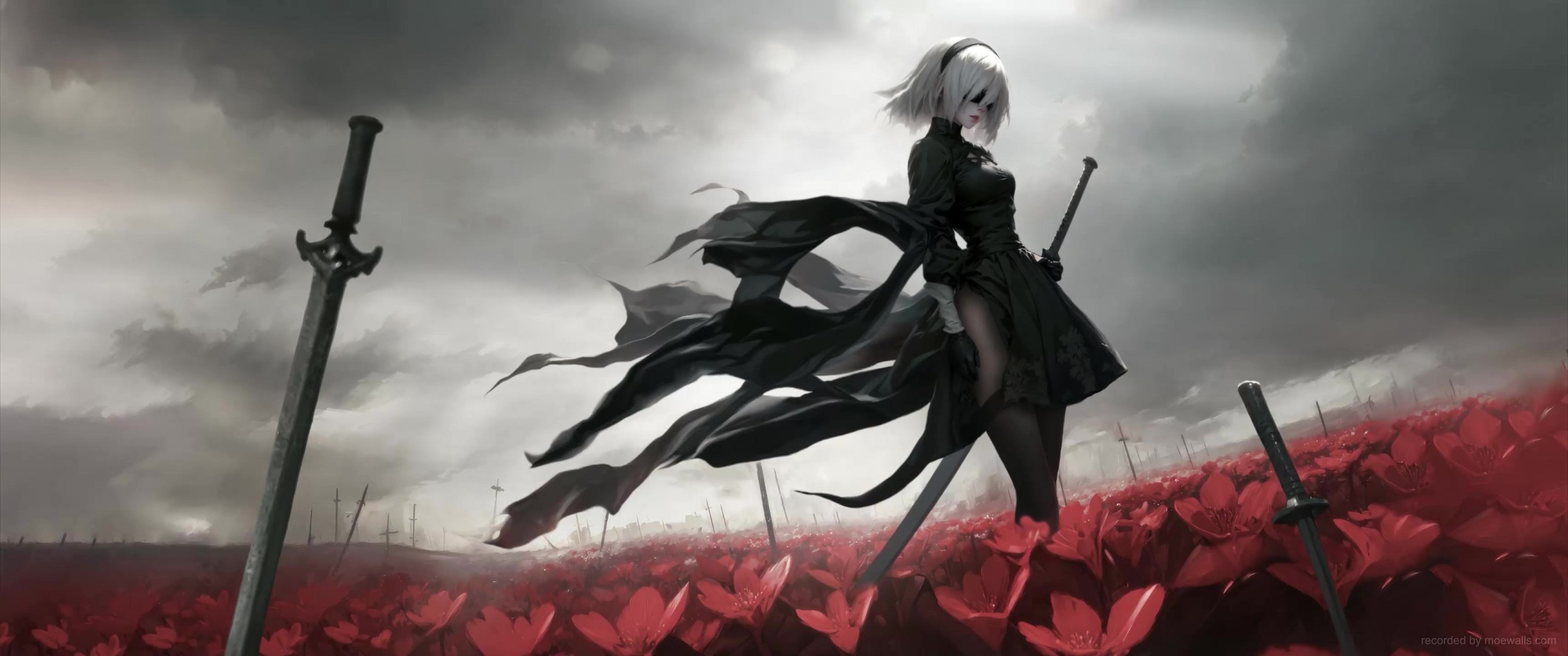 2B Flower Field NieR: Automata Live Wallpaper - MoeWalls