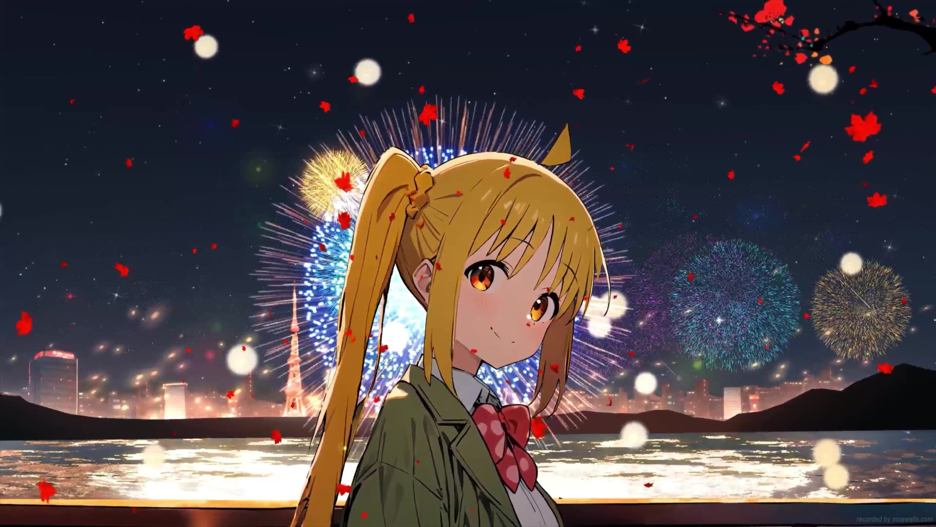 Nijika Ijichi Fireworks Bocchi The Rock! Live Wallpaper - MoeWalls