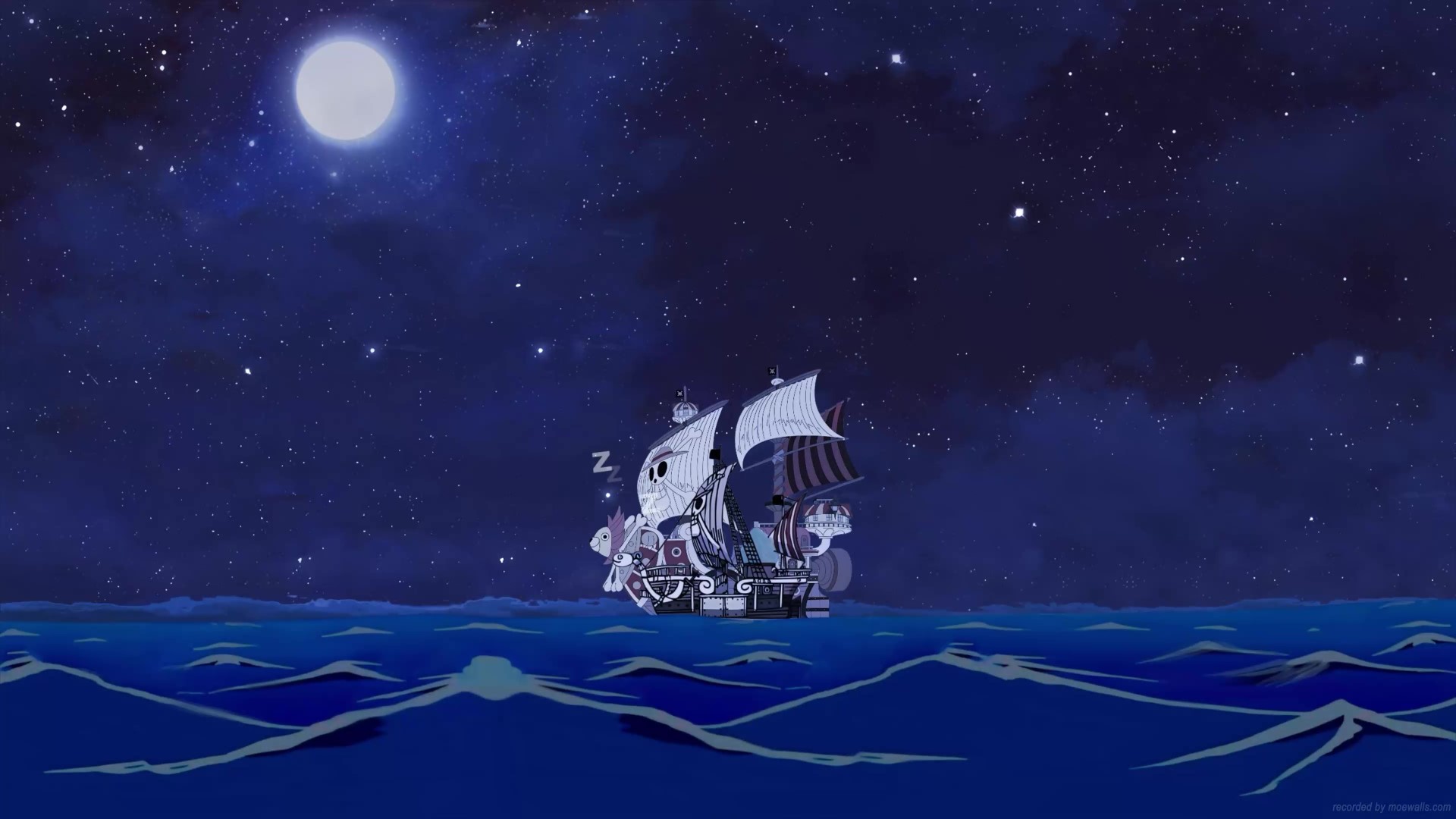 Thousand Sunny Ship Moonlit Night One Piece Live Wallpaper - MoeWalls